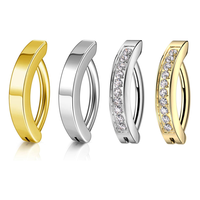Anneau de nombril en titane G23 14G avec incrustation de zircon, clicker de nombril, anneau segmenté courbé à charnière, bijou de piercing
