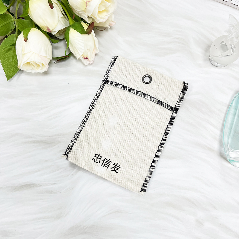 8*12cm (lin coton beige avec bordure noire)