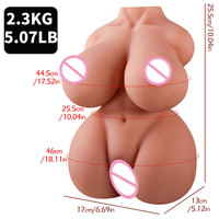 Alat Pijat Torso Silikon Realistis 2.5kg untuk Pria, Dua Lubang, Tekstur Kulit Lembut, Mainan Pijat Tubuh, Warna Kulit, untuk Pasangan Gay, Pribadi