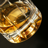 Verre à whisky classique à rayures verticales de 240 ml, à base épaisse, sans plomb, écologique
