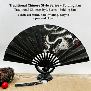 Éventails pliants promotionnels personnalisés avec logo, style Kung Fu, 27 cm (10 pouces), grands éventails à claquer pour la danse, les fêtes et les festivals - Product Image 1
