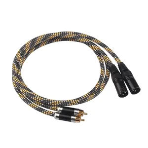 สายสัญญาณเสียง HIFI <span class=keywords><strong>RCA</strong></span> ตัวผู้ ต่อ XLR ตัวผู้ แบบ OFC สีดำและสีเหลือง พร้อมปลั๊กชุบทอง สำหรับไมโครโฟน แอมป์ มิกเซอร์ ลำโพง DVD - Product Image 1