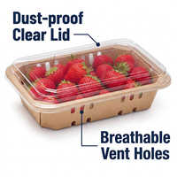Op maat gemaakte geperforeerde papieren productdoos van kraft wit karton, aardbeien/blauwe bessen tray, hitteverzegelbaar, groothandel
