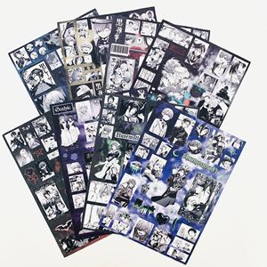 Vente flash : 20 designs, 8 autocollants par lot, feuille d'autocollants Anime Satoru Gojo, noir et blanc, autocollants imprimés <span class=keywords><strong>manga</strong></span> pour collection de fans - Product Image 1