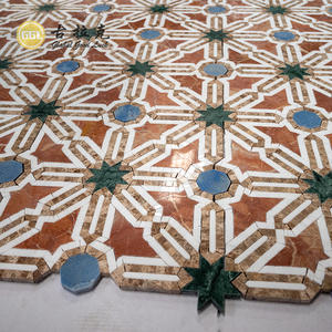 Mármol Rosso Alicante y Azul Macaubas, azulejos de mosaico con patrón personalizado para decoración de interiores - Product Image 3