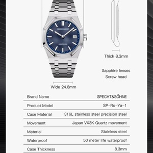 Nuevo Reloj de Pulsera de Cuarzo de 38 mm para Hombre 2025, Cristal de Zafiro Luminoso, Reloj Ultrafino de Acero Inoxidable, Resistente al Agua 50 m - Product Image 6