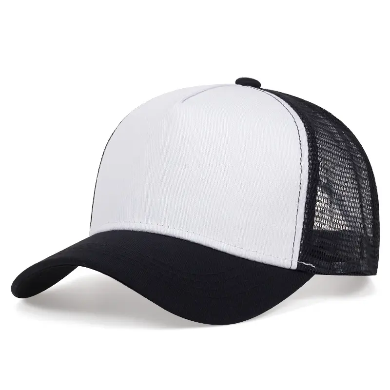 Custom sublimation mesh cap men and women baseball hat 5-panel adjustable fishing baseball cap trucker hat