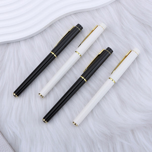 Pluma Estilográfica con Cuerpo de Plástico Negro y Blanco, Punta de Acero Inoxidable de 0.5mm, Artículo de Papelería de Oficina, Regalo Empresarial - Product Image 3