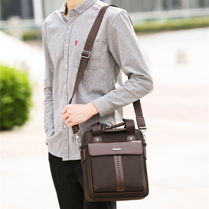 Sac à main pour homme en toile Oxford, sacoche pour ordinateur portable 10 pouces, sac bandoulière taille moyenne, couleur unie - Product Image 3