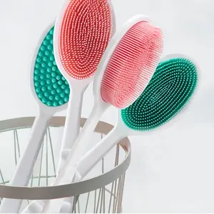 Long Handle Shower Brush Bath Supplies Silicone Bath Body Scrub Brush Back Scrubber For Shower Skin Exfoliating Brush