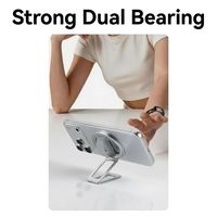 Support magnétique pour téléphone en alliage d'aluminium léger, mini support de bureau doublement pliable avec anneau et dragonne
