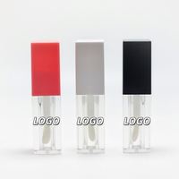 Contenant carré de 5 ml pour brillant à lèvres avec grand applicateur, tubes vides pour huile à lèvres, emballage rose, blanc, noir, applicateur épais en plastique