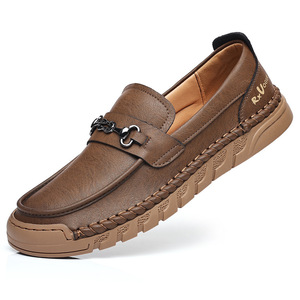 รองเท้าโลฟเฟอร์หนังแบบสวมสำหรับผู้ชาย พื้นนุ่ม สไตล์ลำลอง สีน้ำตาล สำหรับวัยรุ่น - Product Image 5