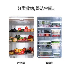 FaSoLa Food Storage Box Rectangle Clip On Lid Large Capacity Refrigerator Divider For Kitchen Vegetable Fruit Preservation - Product Image 1