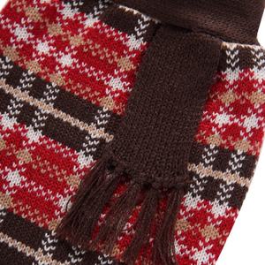 Grade xadrez clássico malha camisola do cão <span class=keywords><strong>XXL</strong></span> com lenço decorativo moda inverno Pet Jumper - Product Image 5