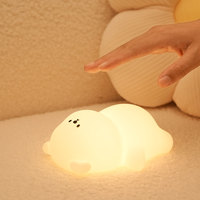 Veilleuse LED Intelligente RGB Rechargeable pour Enfants, en Silicone Souple, à Commande Tactile, Décoration de Salon, Motif Ours Mignon