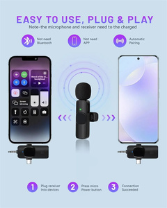 Microphone Lavalier Mini Rechargeable pour Téléphone, Réduction <span class=keywords><strong>de</strong></span> Bruit à un Clic, Son Clair, Plug <span class=keywords><strong>and</strong></span> Play pour Enregistrement <span class=keywords><strong>de</strong></span> Réunions - Product Image 2