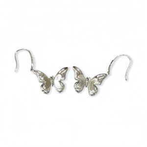 <span class=keywords><strong>Orecchini</strong></span> a Farfalla in Giadeite Naturale Birmana di Grado A, Argento Sterling 925 con Incastonatura in Giadeite Verde, Stile Femminile alla Moda - Product Image 3