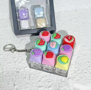 ของเล่นบีบซิลิโคนรูปสตรอว์เบอร์รี่ 9 ชิ้น พร้อมพวงกุญแจ สีเขียวมิ้นท์ บรรเทาความเครียดสำหรับเด็ก - Product Image 5