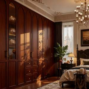 Armoire en bois de style américain sur mesure BALOM, meubles de chambre à coucher sur mesure, placard en bois intégré de luxe, armoire de rangement - Product Image 1