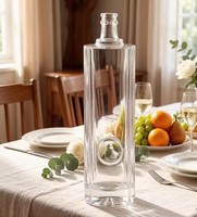 Botol Kaca Silinder Shang 680ml, Kuat untuk Penyimpanan Minuman Keras Whiskey Rum, Flask Premium Bening dengan Tutup Sekrup