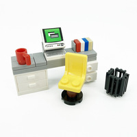 Ensemble de meubles miniatures MOC en blocs de construction, accessoires de maison de poupée, chambre à coucher, salle de bain, cuisine, bureau, jouet décoratif, cadeau créatif