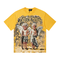 MIXED EMOTION Summer Street Haut à manches courtes décontracté pour couple, en coton, imprimé haute définition et orné de strass, coupe oversize