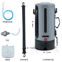 Douche de camping portable solaire extérieure pressurisée avec pompe, sac de 12L en PVC pour eau chaude