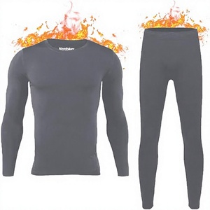 Herobiker Conjunto de ropa interior térmica gris de manga larga con cuello redondo para hombre, de secado rápido, ajuste deportivo, ropa de invierno - Product Image 1