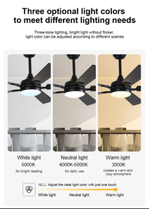 モダンな5つの木製ブレードシンプルな天井ファンライトタイマー付きサイレント6スピードインバーターモーターとリモートコントロール天井ファン - Product Image 3