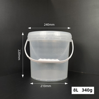 Petit seau à eau en plastique transparent rond étanche personnalisé imprimé petit bidon personnalisé 8L