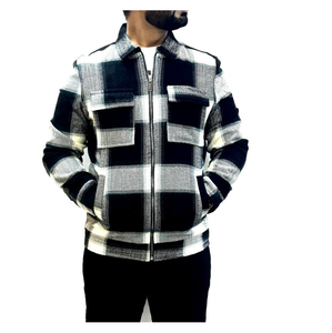High Quality <b>Men's</b> <b>Flannel</b> Plaid <b>Jacket</b> New Style with Front Chest Pockets 100% Cotton Warm Long Length for Winter - Product Image 2