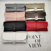 Usine Stock En Gros Pas Cher Personnalisé Logo Rectangle Lunettes De Soleil Cas Bouton Pression Flip Souple En Cuir Pu Myopie Lunettes Sac De Rangement