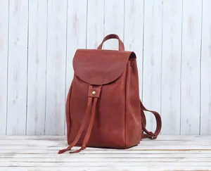 大学生女生，女皮革背包棕色皮包旅行风格独特经典双背包包