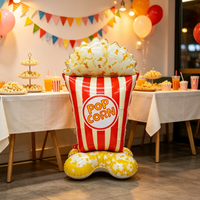 Ballon en aluminium à l'hélium 4D grand format, motif Popcorn et Fraise, éco-responsable, pour fête estivale à thème fruits et piscine