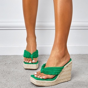 2022 Summer T-Stage Catwalk High-<b>Heeled</b> Flip-Flops Sexy Net <b>Red</b> Fashion with Height Increasing and Anti-Slippery Features - Product Image 1