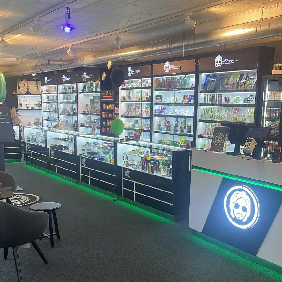 Ledverlichting Dispensary Meubels Led Vitrines Glazen Display Voor Tabaksrook Winkel Apotheek Showcase