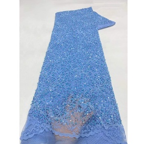 Nouveau Tissu en Dentelle Africaine de Haute Qualité Écologique de 5 Yards avec Broderies de Perles et Paillettes <span class=keywords><strong>Chantilly</strong></span> pour Robes Femme – <span class=keywords><strong>Prix</strong></span> de Gros - Product Image 4