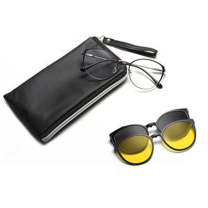 Gafas de Sol Magnéticas Grises con Clip, Montura de Acero Inoxidable, Lentes Polarizadas TAC, Estilo Ojo de Gato, Unisex, con Espejo - Product Image 4