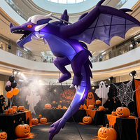 Figurine gonflable de dragon d'intérieur personnalisée pour Halloween avec lumières LED, chevalier en vol suspendu, style américain, décorative
