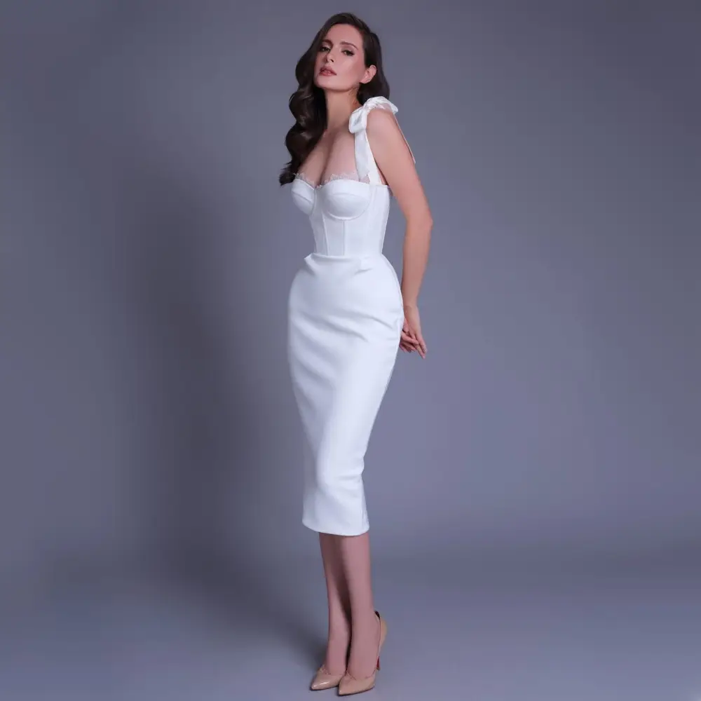 2023 yeni yaz özelleştirme beyaz renk pembe renk kadınlar kolsuz seksi bandaj Bodycon elbise PartySexy & kulübü kokteyl elbise