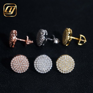 Boucles d'oreilles clous de luxe en moissanite plaqué or 18 carats, taille brillant rond, micro-pavé, forme boule, bijoux unisexe pour usage quotidien - Product Image 4