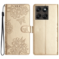 Casing Kulit Dompet Bunga Ceri Kupu-kupu untuk Motorola G35 G55 G75 G05 G15 E15 ThinkPhone 25 Edge 60 Fusion Pro G56 Flip Cover