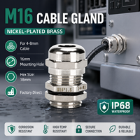 Presse-étoupe métallique marine étanche et tête de verrouillage de câble en laiton nickelé, étanchéité IP68 pour câbles électriques de 4-8 mm