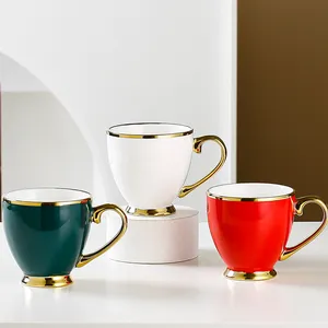 Taza de café de porcelana de cerámica pintada en oro, estilo nórdico, novedad de 2023