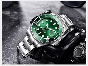 <span class=keywords><strong>Montre</strong></span> mécanique automatique pour hommes, résistante à l'eau 100M, <span class=keywords><strong>montre</strong></span> de plongée lumineuse, <span class=keywords><strong>bracelet</strong></span> en <span class=keywords><strong>acier</strong></span> inoxydable, lunette rotative, cadran <span class=keywords><strong>noir</strong></span> - Product Image 2