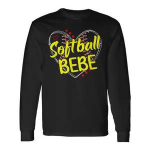 T-shirt à manches longues Softball Bebe Heart pour les joueurs de softball - Product Image 1