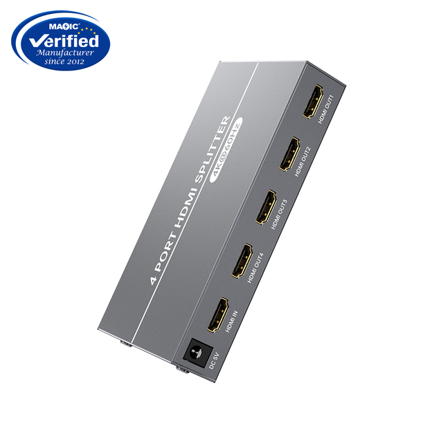 Industrial Grade 4K 60Hz for HDMI Splitter 1 in 4 Out 4 Ports Video Splitters with EDID Signal Amplifier Support