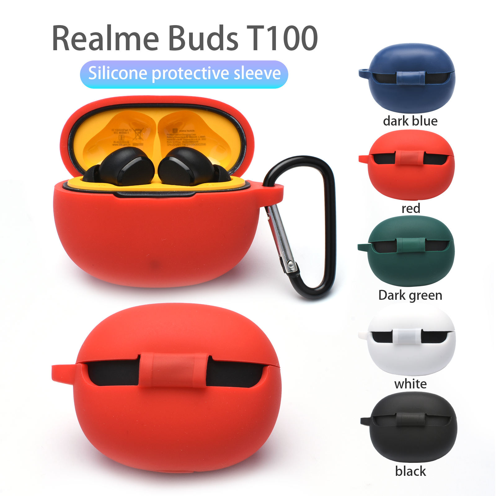 Protective Covers for Realme Buds T100 Shockproof Silicone Cases