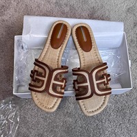 Nouvelles sandales plates rétro en paille couleur été 2025 pour femme – Style vacances tout-terrain et plage